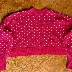 Free People Red and White Knit Cropped Sweater